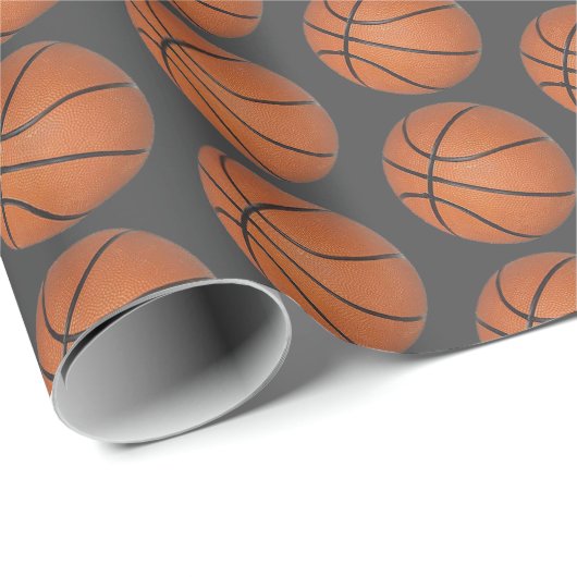 Basketballmuster dunkelgrau Umhüllungspapier Geschenkpapier (Rolleneckpunkt)