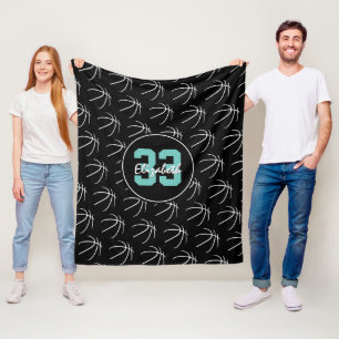 Basketballmuster im schwarzen minimalistischen Sti Fleecedecke