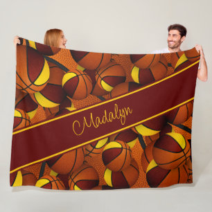 Basketballmuster Maroon Gold Team Farben Fleecedecke
