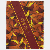 Basketballmuster Maroon Gold Team Farben Fleecedecke (Vorderseite)