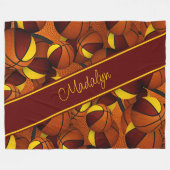 Basketballmuster Maroon Gold Team Farben Fleecedecke (Vorderseite (Horizontal))