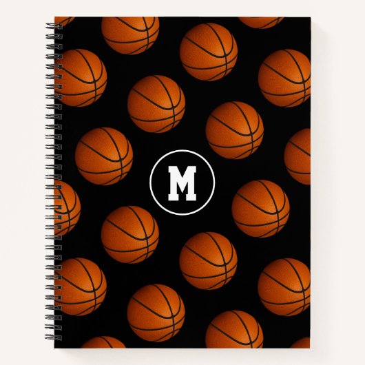 Basketballmuster mit Monogramm Notizblock (Vorderseite)