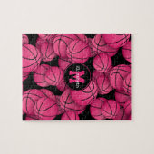 Basketballmuster mit Monogramm Puzzle (Horizontal)