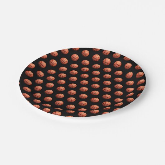 Basketballmuster Pappteller (Schrägansicht)