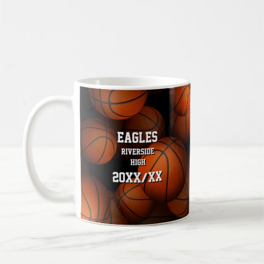 Basketballmuster personalisierter Teamtrainer Kaffeetasse (Links)