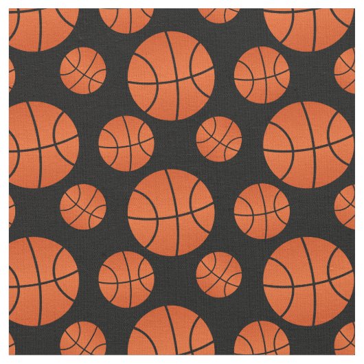 Basketballmuster Schwarzer Hintergrund Stoff (Nahaufnahme)