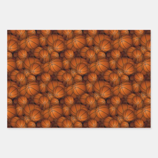 Basketballmuster Weihnachten oder jede Gelegenheit Geschenkpapier Set (Vorderseite)