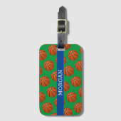 Basketballmuster, Weißname, Blau und Grün Gepäckanhänger (Vorderseite Vertikal)