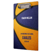 Basketballname in orangefarbenen Mannschaftsfarben Klemmbrett (Links)