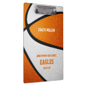 Basketballname in orangefarbenen, weißen Mannschaf Klemmbrett (Rechts)