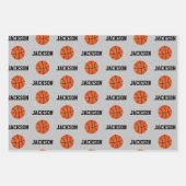 Basketballname Muster Kinder Grau Geschenkpapier Set (Vorderseite 2)
