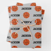 Basketballname Muster Kinder Grau Geschenkpapier Set (Beispiel)