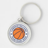 Basketballname und blau-Sterne-Team weiß Schlüsselanhänger (Vorne)