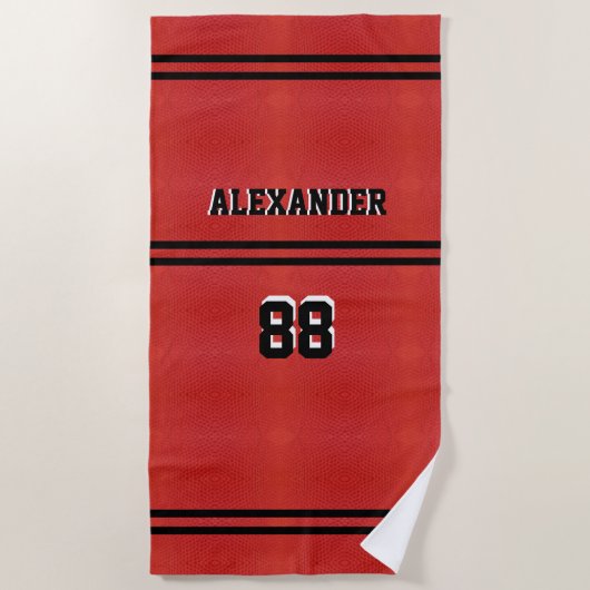 Basketballname und Jersey-Nummer Strandtuch (Vorderseite)