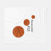 Basketballname und -nummer Weißer Hintergrund Fleecedecke (Vorderseite (Horizontal))