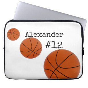Basketballname und -nummer Weißer Hintergrund Laptopschutzhülle