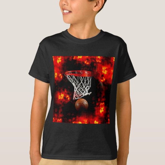 Basketballnetz, Ball & Flames T-Shirt (Vorderseite)