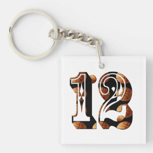 Basketballnummer 12 Picture-Logo, Schlüsselanhänger