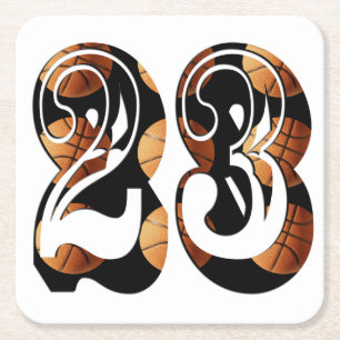 Basketballnummer 23 aus Basketbällen, Rechteckiger Pappuntersetzer