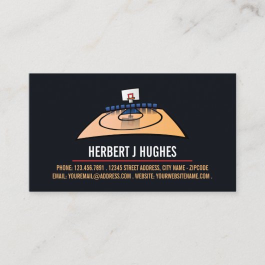 Basketballplatz, Basketballspieler, Trainer, Foto Visitenkarte (Vorderseite)