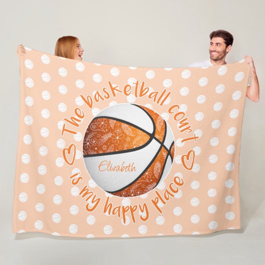 Basketballplatz boho blumenorange fleecedecke (Beispiel)