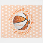 Basketballplatz boho blumenorange fleecedecke (Vorderseite (Horizontal))
