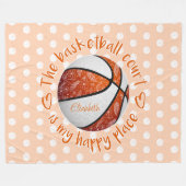 Basketballplatz boho blumenorange fleecedecke (Vorderseite (Horizontal))