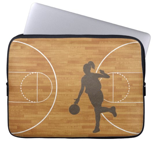 Basketballplatz-Mädchen-Laptop-Hülse Laptopschutzhülle (Vorderseite)