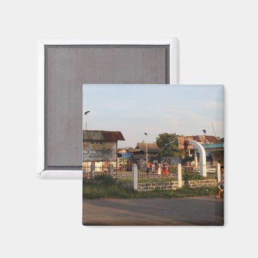 Basketballplatz Magnet (Vorderseite/Rückseite)