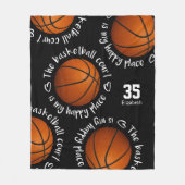 Basketballplatz mein glücklicher Platz mädchenhaft Fleecedecke (Vorderseite)