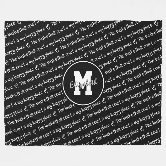 Basketballplatz Schwarz-weiß JEDE Farbe Fleecedecke (Vorderseite (Horizontal))