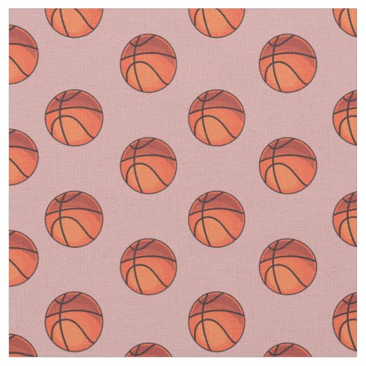 Basketballs auf dunklem Tee Rose Rosa Stoff (Nahaufnahme)