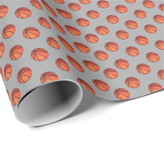 Basketballs auf Light Gray Geschenkpapier (Rolleneckpunkt)