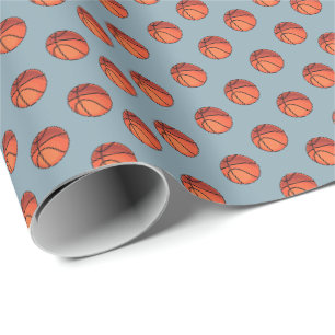 Basketballs auf Light Stone Blue Geschenkpapier
