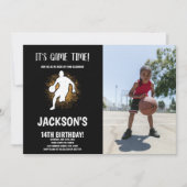 Basketballs Einladung mit Foto (Vorderseite)