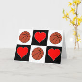 Basketballs & Herz Niedliches Schachbrett Muster G Karte (Gelbe Blume)