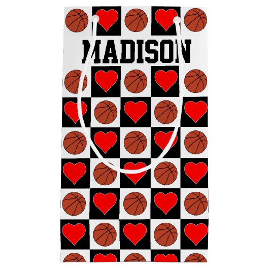 Basketballs & Hörer Eigene Spielername Girls' Kleine Geschenktüte (Vorderseite)