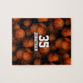 Basketballs Jungen personalisierten Mädchen Puzzle (Horizontal)