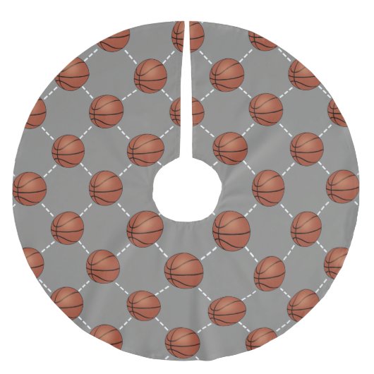 Basketballs und Hofbaumrock Polyester Weihnachtsbaumdecke (Vorderseite)