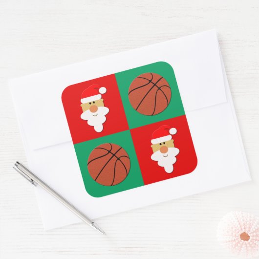 Basketballs & Weihnachtsgeschenke Quadratischer Aufkleber (Umschlag)