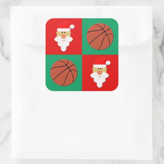 Basketballs & Weihnachtsgeschenke Quadratischer Aufkleber (Tasche)