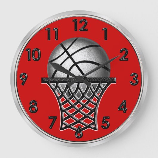 Basketballsäulen in IHRER FARBE Große Wanduhr (Vorderseite)