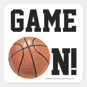 Basketballspiel auf Aufklebern Quadratischer Aufkleber
