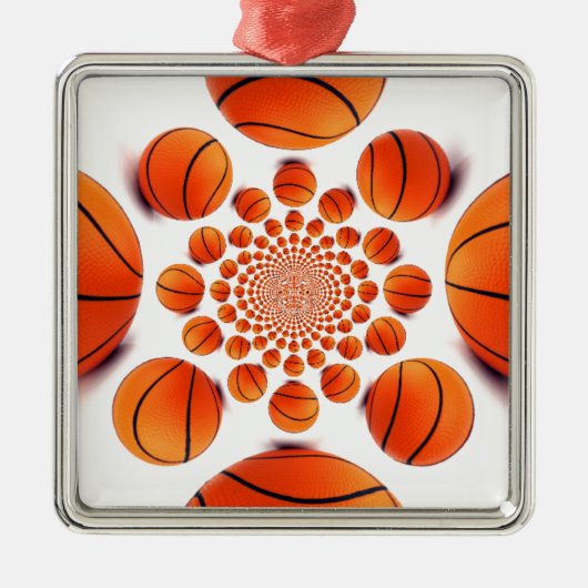 Basketballspiel: Court Vision Kaleida Silbernes Ornament (Vorne)