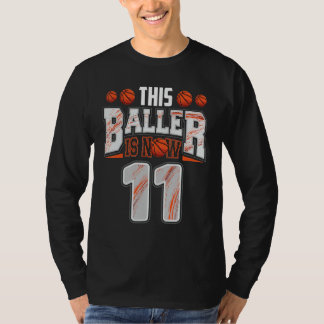 Basketballspieler 11 Jahre alter Basketball 11. T-Shirt