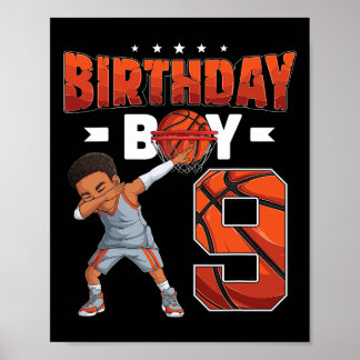 Basketballspieler 9 Jahre alter Junge 9. Geburtsta Poster
