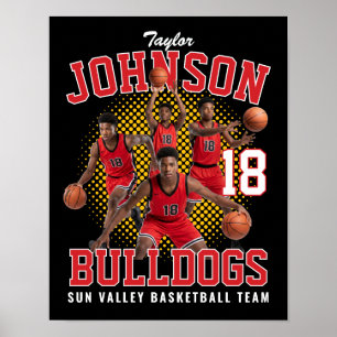 Basketballspieler benutzerdefiniertes Foto Retro B Poster