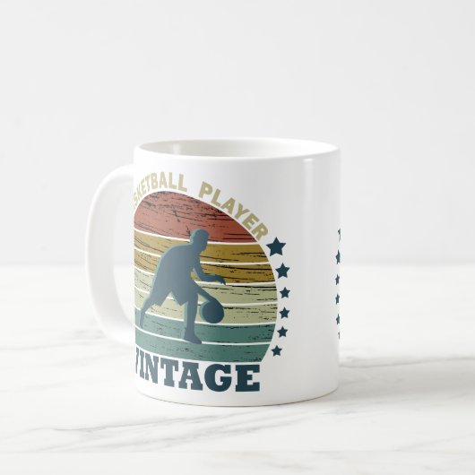 Basketballspieler, der im Retrostil den Sonnenunte Kaffeetasse (Vorderseite Links)