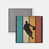 Basketballspieler, der im Vintagen Retro-Stil trei Magnet (Vorderseite/Rückseite)
