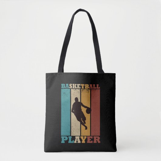 Basketballspieler, der im Vintagen Retro-Stil trei Tasche (Vorderseite)